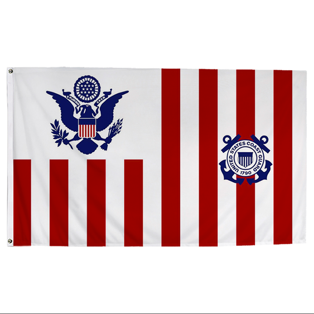Coast Guard Ensign 60 in X 96 in Nylon Rope and Snap Size 3