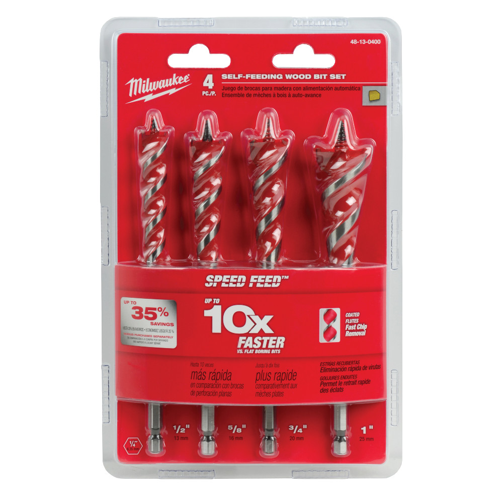 4pc Speed Feed Wood Bit Set