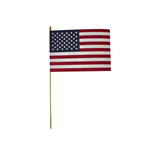 U.S. Stick Flag Cotton 1 X 1.5 ft No Sew 5/16 in X 30 in Natural Wood Staff Gold Spear