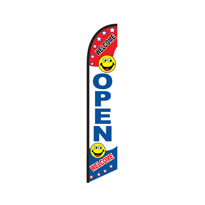 Open Welcome Knit Poly Banner Smiley