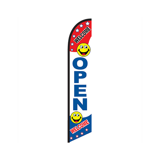 Open Welcome Knit Poly Banner Smiley