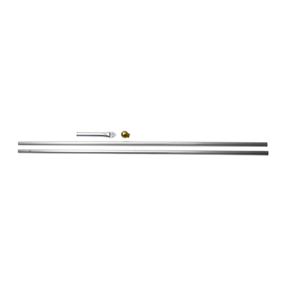 10 ft X 1 in Two Piece Silver Aluminum Pole Display Set includes Gold vinyl ball Flag ties Ground Sleeve